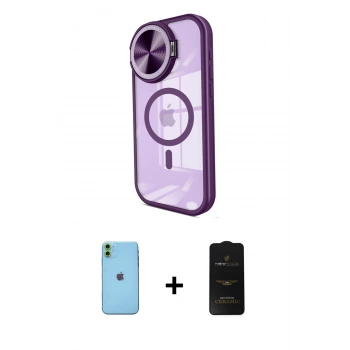 MARSİLYAN™- iPhone 11 Kılıf Kıvılcım Modern Koleksiyonu - Siyah 6D Antistatik Mat Seramik Hayalet Nano Ekran Koruyucu + Neon Fosforlu Kamera Lens - YL