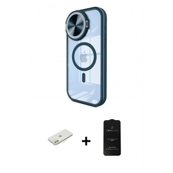 MARSİLYAN™- iPhone 11 Kılıf Kıvılcım Modern Koleksiyonu - Siyah 6D Antistatik Mat Seramik Hayalet Nano Ekran Koruyucu + Renkli Kamera Lens Koruma Cam - TU