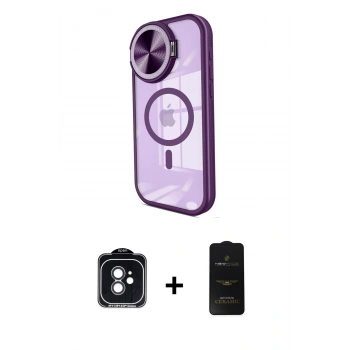 MARSİLYAN™- iPhone 11 Kılıf Kıvılcım Modern Koleksiyonu - Siyah 6D Antistatik Mat Seramik Hayalet Nano Ekran Koruyucu + PVD Metal Kamera Lens - SH