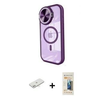 MARSİLYAN™- iPhone 11 Kılıf Kıvılcım Modern Koleksiyonu - Siyah 6D Mat Seramik Hayalet Nano Ekran Koruyucu + Renkli Kamera Lens Koruma Cam - YL