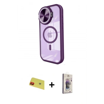 MARSİLYAN™- iPhone 11 Kılıf Kıvılcım Modern Koleksiyonu - Siyah Bilvis 3D Cam Ekran Koruyucu + Rainbow Kamera Lens Koruma Cam - KI