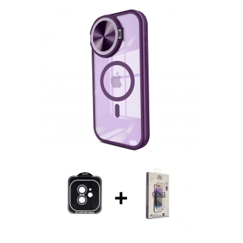 MARSİLYAN™- iPhone 11 Kılıf Kıvılcım Modern Koleksiyonu - Siyah Bilvis 3D Cam Ekran Koruyucu + PVD Metal Kamera Lens - SH