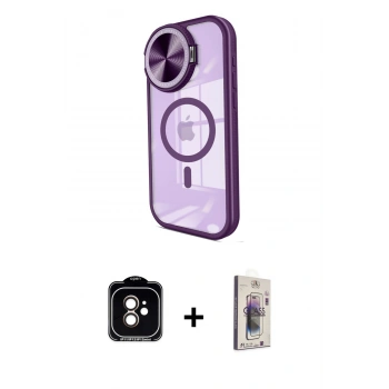 MARSİLYAN™- iPhone 11 Kılıf Kıvılcım Modern Koleksiyonu - Siyah Bilvis 3D Cam Ekran Koruyucu + PVD Metal Kamera Lens - TU
