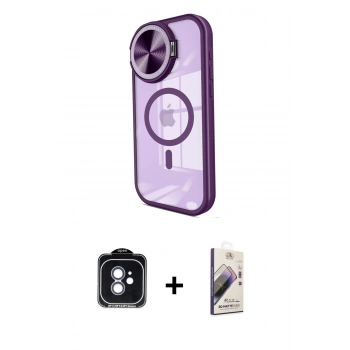 MARSİLYAN™- iPhone 11 Kılıf Kıvılcım Modern Koleksiyonu - Siyah Bilvis 3D Mat Cam Ekran Koruyucu + PVD Metal Kamera Lens - MI