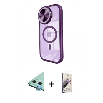 MARSİLYAN™- iPhone 11 Kılıf Kıvılcım Modern Koleksiyonu - Siyah Bilvis 3D Mat Cam Ekran Koruyucu + Raze Metal Kamera Lens - MI