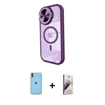 MARSİLYAN™- iPhone 11 Kılıf Kıvılcım Modern Koleksiyonu - Siyah Bilvis 3D Mat Cam Ekran Koruyucu + Neon Fosforlu Kamera Lens - TU
