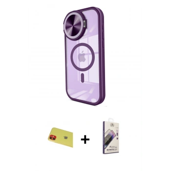 MARSİLYAN™- iPhone 11 Kılıf Kıvılcım Modern Koleksiyonu - Siyah Bilvis 3D Mat Cam Ekran Koruyucu + Rainbow Kamera Lens Koruma Cam - KI