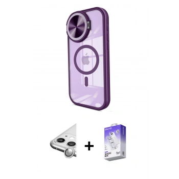 MARSİLYAN™- iPhone 11 Kılıf Kıvılcım Modern Koleksiyonu - Siyah Bilvis 5in1 3D Magic Cam Ekran Koruyucu + Raze Metal Kamera Lens - GS