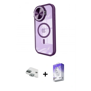 MARSİLYAN™- iPhone 11 Kılıf Kıvılcım Modern Koleksiyonu - Siyah Bilvis 5in1 3D Magic Cam Ekran Koruyucu + Pers Alüminyum Kamera Lens - YL