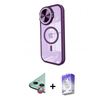 MARSİLYAN™- iPhone 11 Kılıf Kıvılcım Modern Koleksiyonu - Siyah Bilvis 5in1 3D Magic Cam Ekran Koruyucu + Raze Metal Kamera Lens - KI