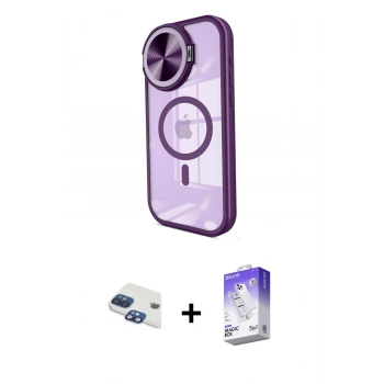 MARSİLYAN™- iPhone 11 Kılıf Kıvılcım Modern Koleksiyonu - Siyah Bilvis 5in1 3D Magic Cam Ekran Koruyucu + Pers Alüminyum Kamera Lens - LT