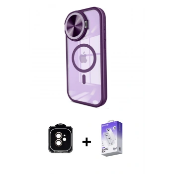 MARSİLYAN™- iPhone 11 Kılıf Kıvılcım Modern Koleksiyonu - Siyah Bilvis 5in1 3D Magic Cam Ekran Koruyucu + PVD Metal Kamera Lens - TU