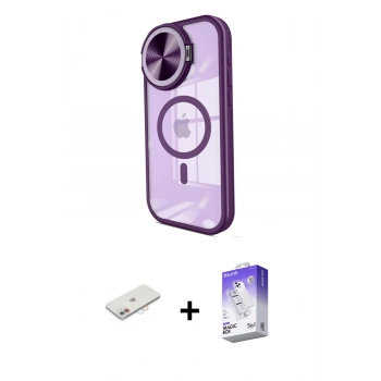 MARSİLYAN™- iPhone 11 Kılıf Kıvılcım Modern Koleksiyonu - Siyah Bilvis 5in1 3D Magic Cam Ekran Koruyucu + Renkli Kamera Lens Koruma Cam - PE