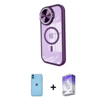 MARSİLYAN™- iPhone 11 Kılıf Kıvılcım Modern Koleksiyonu - Siyah Bilvis 5in1 3D Magic Cam Ekran Koruyucu + Neon Fosforlu Kamera Lens - MI