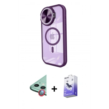 MARSİLYAN™- iPhone 11 Kılıf Kıvılcım Modern Koleksiyonu - Siyah Bilvis 5in1 5D Magic Hayalet Cam Ekran Koruyucu + Raze Metal Kamera Lens - KI