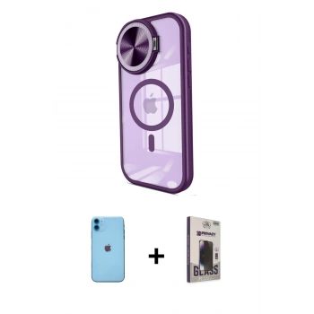 MARSİLYAN™- iPhone 11 Kılıf Kıvılcım Modern Koleksiyonu - Siyah Bilvis Hayalet Cam Ekran Koruyucu + Neon Fosforlu Kamera Lens - MI