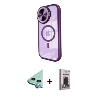 MARSİLYAN™- iPhone 11 Kılıf Kıvılcım Modern Koleksiyonu - Siyah Bilvis Hayalet Cam Ekran Koruyucu + Raze Metal Kamera Lens - MI