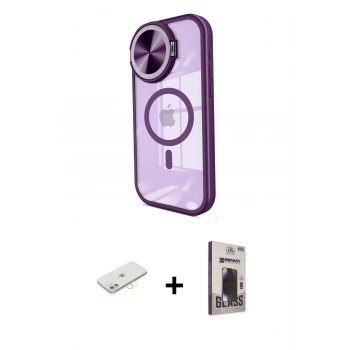 MARSİLYAN™- iPhone 11 Kılıf Kıvılcım Modern Koleksiyonu - Siyah Bilvis Hayalet Cam Ekran Koruyucu + Renkli Kamera Lens Koruma Cam - SI