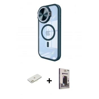 MARSİLYAN™- iPhone 11 Kılıf Kıvılcım Modern Koleksiyonu - Siyah Bilvis Hayalet Cam Ekran Koruyucu + Renkli Kamera Lens Koruma Cam - TU