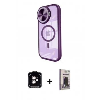 MARSİLYAN™- iPhone 11 Kılıf Kıvılcım Modern Koleksiyonu - Siyah Bilvis Hayalet Cam Ekran Koruyucu + PVD Metal Kamera Lens - TU