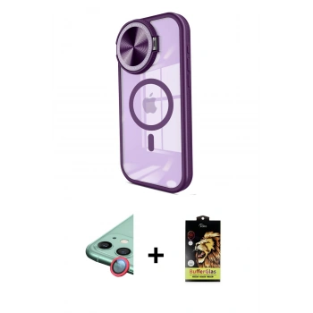 MARSİLYAN™- iPhone 11 Kılıf Kıvılcım Modern Koleksiyonu - Siyah Buffer Cam Ekran Koruyucu + Raze Metal Kamera Lens - KI