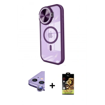 MARSİLYAN™- iPhone 11 Kılıf Kıvılcım Modern Koleksiyonu - Siyah Buffer Cam Ekran Koruyucu + Raze Metal Kamera Lens - MR