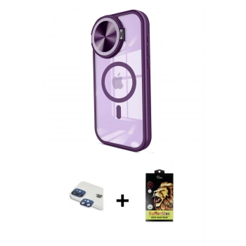 MARSİLYAN™- iPhone 11 Kılıf Kıvılcım Modern Koleksiyonu - Siyah Buffer Cam Ekran Koruyucu + Pers Alüminyum Kamera Lens - LT