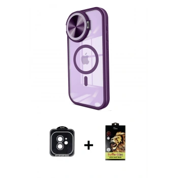 MARSİLYAN™- iPhone 11 Kılıf Kıvılcım Modern Koleksiyonu - Siyah Buffer Cam Ekran Koruyucu + PVD Metal Kamera Lens - SH