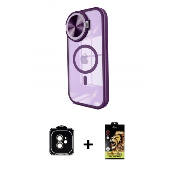MARSİLYAN™- iPhone 11 Kılıf Kıvılcım Modern Koleksiyonu - Siyah Buffer Cam Ekran Koruyucu + PVD Metal Kamera Lens - TU