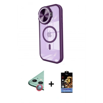 MARSİLYAN™- iPhone 11 Kılıf Kıvılcım Modern Koleksiyonu - Siyah Buffer Hayalet Cam Ekran Koruyucu + Raze Metal Kamera Lens - KI