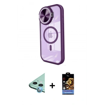 MARSİLYAN™- iPhone 11 Kılıf Kıvılcım Modern Koleksiyonu - Siyah Buffer Hayalet Cam Ekran Koruyucu + Raze Metal Kamera Lens - MI