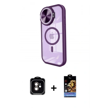 MARSİLYAN™- iPhone 11 Kılıf Kıvılcım Modern Koleksiyonu - Siyah Buffer Hayalet Cam Ekran Koruyucu + PVD Metal Kamera Lens - TU