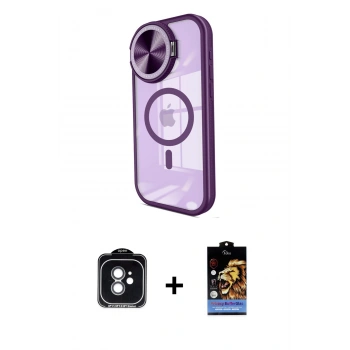 MARSİLYAN™- iPhone 11 Kılıf Kıvılcım Modern Koleksiyonu - Siyah Buffer Hayalet Cam Ekran Koruyucu + PVD Metal Kamera Lens - YL