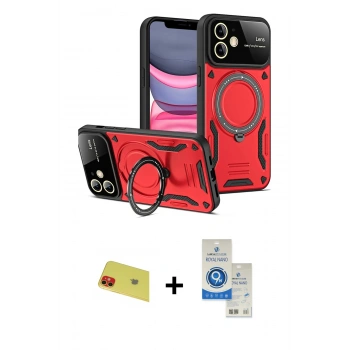 MARSİLYAN™- iPhone 11 Kılıf Kıvılcım Modern Serisi - Şeffaf Royal Nano Ekran Koruyucu + Rainbow Kamera Lens Koruma Cam - KI