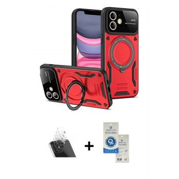 MARSİLYAN™- iPhone 11 Kılıf Kıvılcım Modern Serisi - Şeffaf Royal Nano Ekran Koruyucu + Kamera Lens Koruma Cam - SF