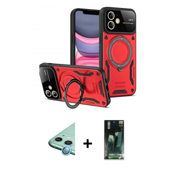 MARSİLYAN™- iPhone 11 Kılıf Kıvılcım Modern Serisi - Siyah 360 Mat Full Body Arka Koruyucu + Raze Metal Kamera Lens - MI