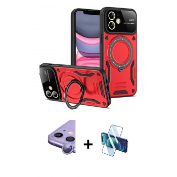 MARSİLYAN™- iPhone 11 Kılıf Kıvılcım Modern Serisi - Siyah 3D Antistatik Cam Ekran Koruyucu + Raze Metal Kamera Lens - MR
