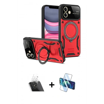 MARSİLYAN™- iPhone 11 Kılıf Kıvılcım Modern Serisi - Siyah 3D Antistatik Cam Ekran Koruyucu + Kamera Lens Koruma Cam - SF