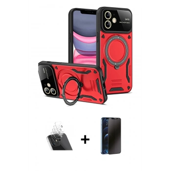 MARSİLYAN™- iPhone 11 Kılıf Kıvılcım Modern Serisi - Siyah 3D Antistatik Hayalet Cam Ekran Koruyucu + Kamera Lens Koruma Cam - SF