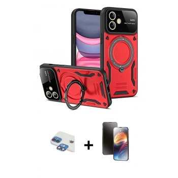 MARSİLYAN™- iPhone 11 Kılıf Kıvılcım Modern Serisi - Siyah 3D Antistatik Mat Seramik Nano Ekran Koruyucu + Pers Alüminyum Kamera Lens - GI