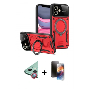 MARSİLYAN™- iPhone 11 Kılıf Kıvılcım Modern Serisi - Siyah 3D Antistatik Mat Seramik Nano Ekran Koruyucu + Raze Metal Kamera Lens - KI