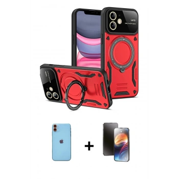 MARSİLYAN™- iPhone 11 Kılıf Kıvılcım Modern Serisi - Siyah 3D Antistatik Mat Seramik Nano Ekran Koruyucu + Neon Fosforlu Kamera Lens - TU