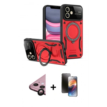 MARSİLYAN™- iPhone 11 Kılıf Kıvılcım Modern Serisi - Siyah 3D Antistatik Mat Seramik Nano Ekran Koruyucu + Raze Metal Kamera Lens - SH