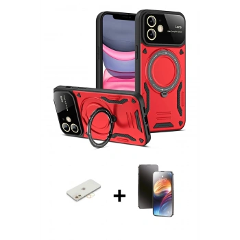 MARSİLYAN™- iPhone 11 Kılıf Kıvılcım Modern Serisi - Siyah 3D Antistatik Mat Seramik Nano Ekran Koruyucu + Renkli Kamera Lens Koruma Cam - SI