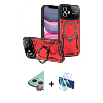 MARSİLYAN™- iPhone 11 Kılıf Kıvılcım Modern Serisi - Siyah 3D Antistatik Seramik Nano Ekran Koruyucu + Raze Metal Kamera Lens - KI