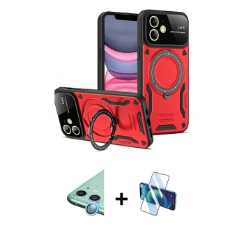 MARSİLYAN™- iPhone 11 Kılıf Kıvılcım Modern Serisi - Siyah 3D Antistatik Seramik Nano Ekran Koruyucu + Raze Metal Kamera Lens - MI
