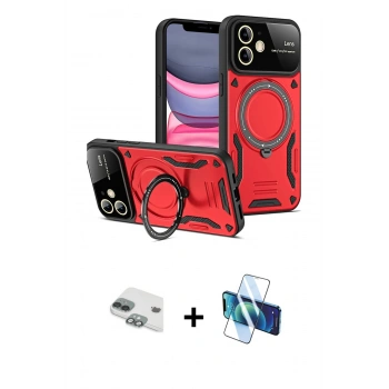 MARSİLYAN™- iPhone 11 Kılıf Kıvılcım Modern Serisi - Siyah 3D Antistatik Seramik Nano Ekran Koruyucu + Pers Alüminyum Kamera Lens - YL