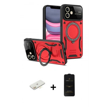 MARSİLYAN™- iPhone 11 Kılıf Kıvılcım Modern Serisi - Siyah 6D Antistatik Mat Seramik Hayalet Nano Ekran Koruyucu + Renkli Kamera Lens Koruma Cam - SI