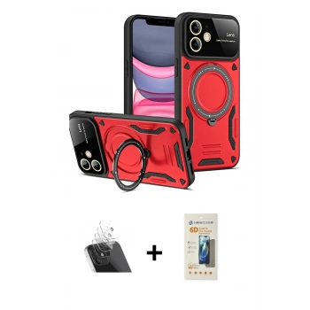 MARSİLYAN™- iPhone 11 Kılıf Kıvılcım Modern Serisi - Siyah 6D Mat Seramik Hayalet Nano Ekran Koruyucu + Kamera Lens Koruma Cam - SF