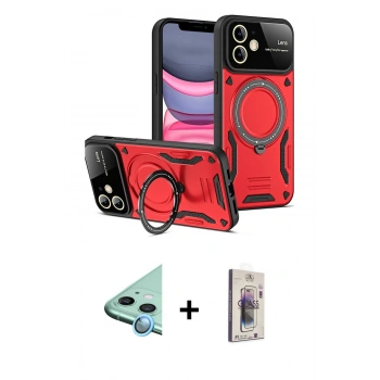 MARSİLYAN™- iPhone 11 Kılıf Kıvılcım Modern Serisi - Siyah Bilvis 3D Cam Ekran Koruyucu + Raze Metal Kamera Lens - MI